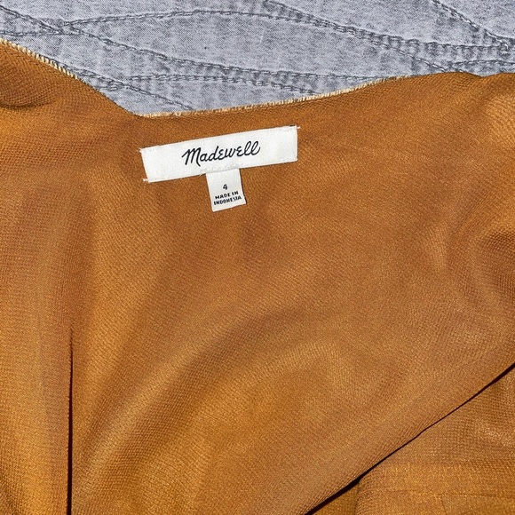 Madewell Velvet Button Down Mustard Brown Cami Size 4 - Picture 8 of 8